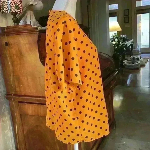 Peters and Ashley polka dot blouse size 14 NWOT. Black and orange short sleeve - Picture 4 of 15
